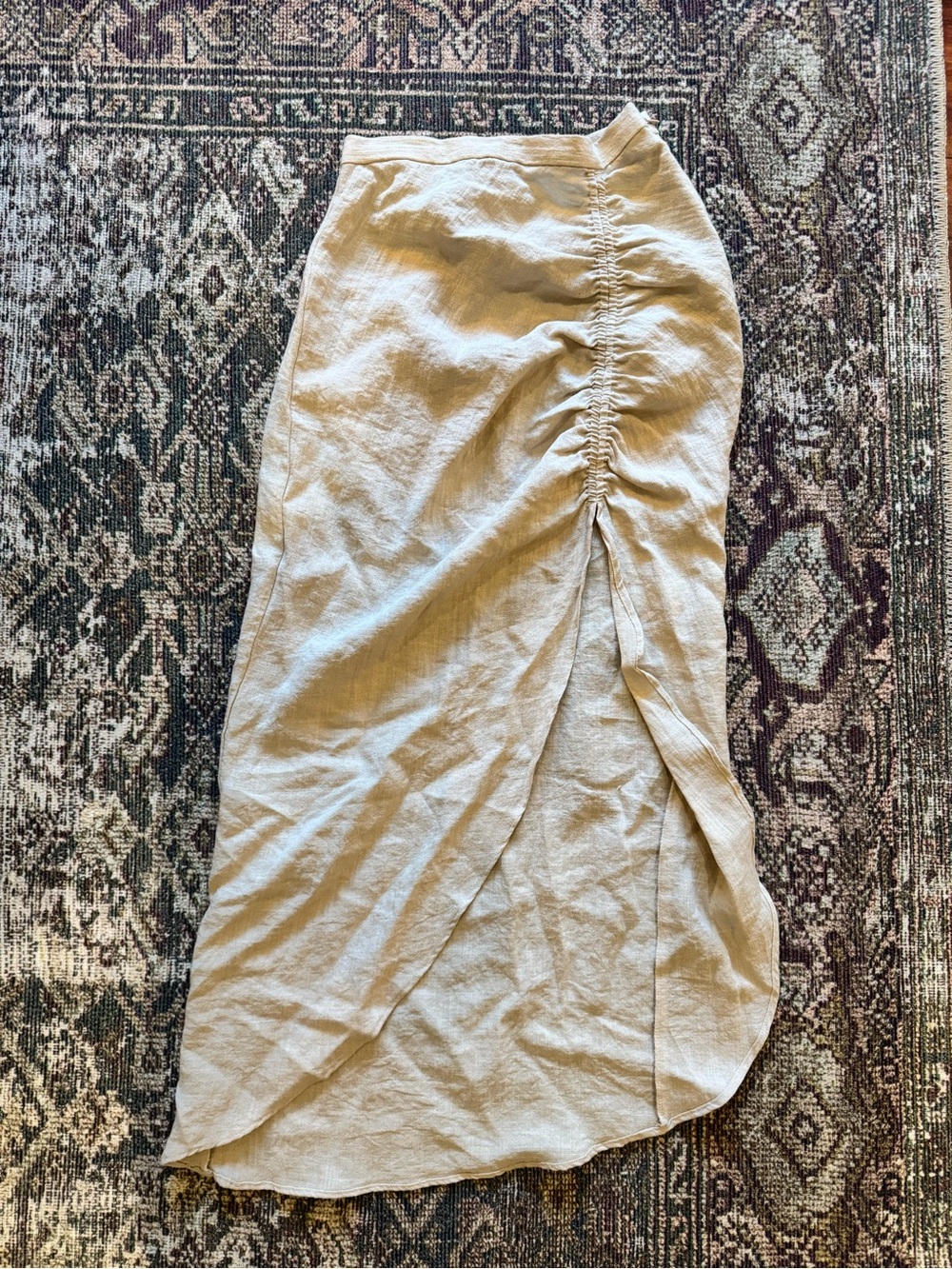 H&M Beige Ruched Wrap Maxi Skirt